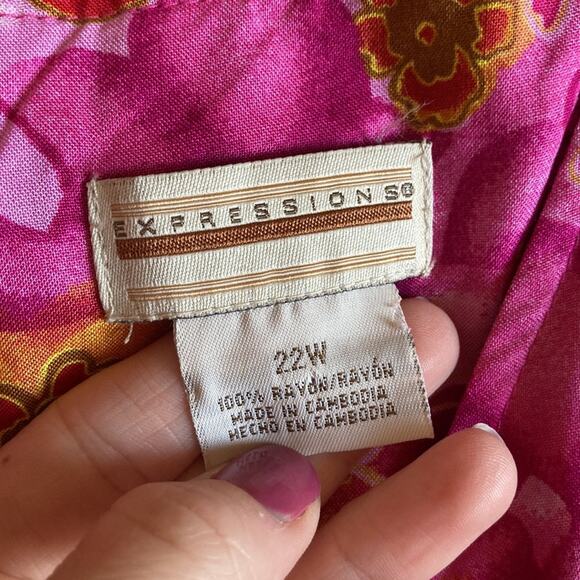 Expressions Bright Floral Sleeveless Dress, Size 22W - Picture 8 of 11